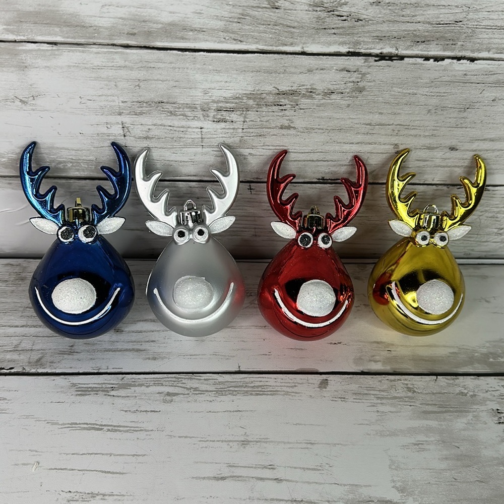 REINDEER Christmas Ornaments set of 4
